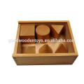 Juguete preescolar educativo de madera natural 6pcs 3D Geometry box set Juguetes preescolares